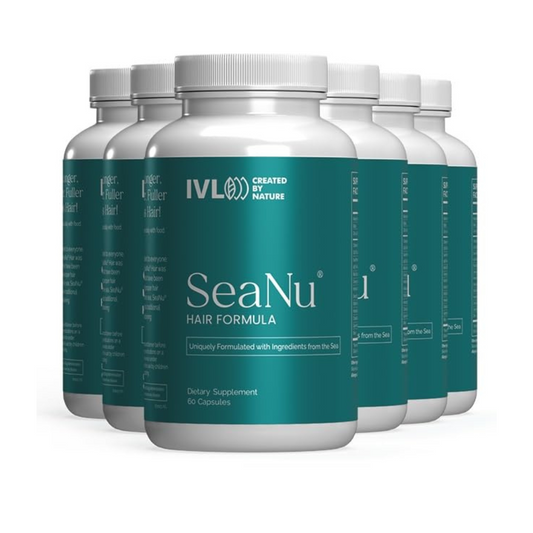 IVL SeaNU Hair Vitamins, with Biotin, Vitamin B3, Zinc, Saw Palmetto Berry Extract, Green Lipped Mussel, Herbal Extracts, for Hair Growth (6 Pack)