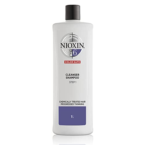 Nioxin System 6 Scalp Cleansing Shampoo with Peppermint Oil, Treats Dry Scalp, Dandruff Relief, Anti-Hair Breakage, and Progressed Thinning 33.8 fl oz