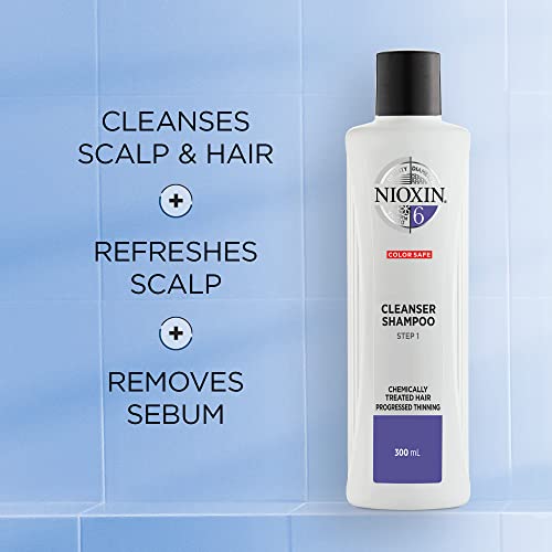 Nioxin System 6 Scalp Cleansing Shampoo with Peppermint Oil, Treats Dry Scalp, Dandruff Relief, Anti-Hair Breakage, and Progressed Thinning 33.8 fl oz