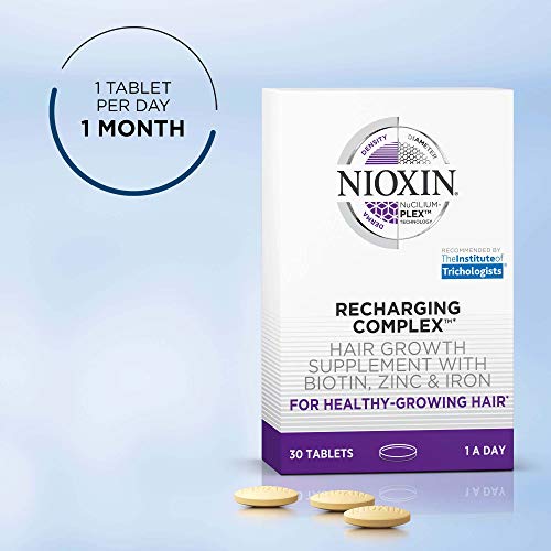 Nioxin Recharging Complex, Daily Vitamin for Healthy Hair, Biotin, Zinc & Iron, Non-GMO & Gluten Free, 30 Count