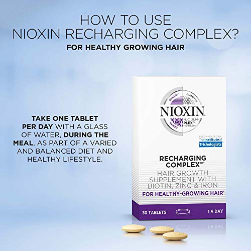 Nioxin Recharging Complex, Daily Vitamin for Healthy Hair, Biotin, Zinc & Iron, Non-GMO & Gluten Free, 30 Count