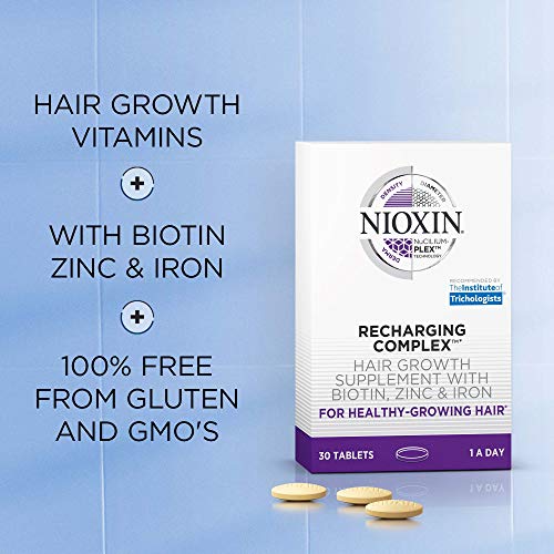 Nioxin Recharging Complex, Daily Vitamin for Healthy Hair, Biotin, Zinc & Iron, Non-GMO & Gluten Free, 30 Count