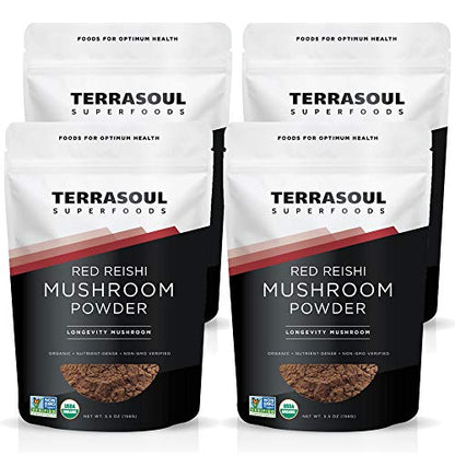 Terrasoul Superfoods Organic Reishi Mushroom Powder (4:1 Extract), 11 Oz (2 Pack)