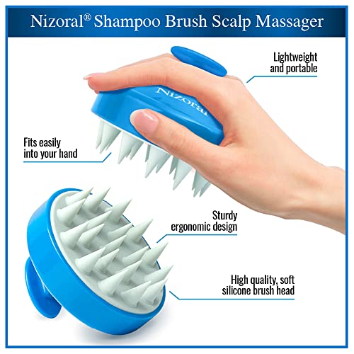 Nizoral Anti-Dandruff Shampoo 7oz and Scalp Massager Brush Bundle