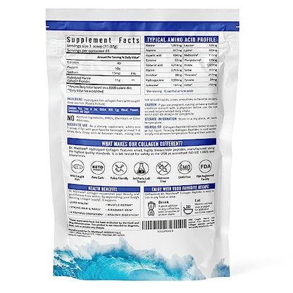 Best Marine Collagen Powder from Wild Caught Fish for Skin, Hair, and Joint Health. Hydrolyzed Marine Collagen Peptides Powder