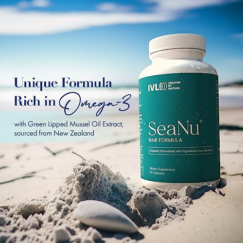 IVL SeaNU Hair Vitamins, with Biotin, Vitamin B3, Zinc, Saw Palmetto Berry Extract, Green Lipped Mussel, Herbal Extracts, for Hair Growth (6 Pack)